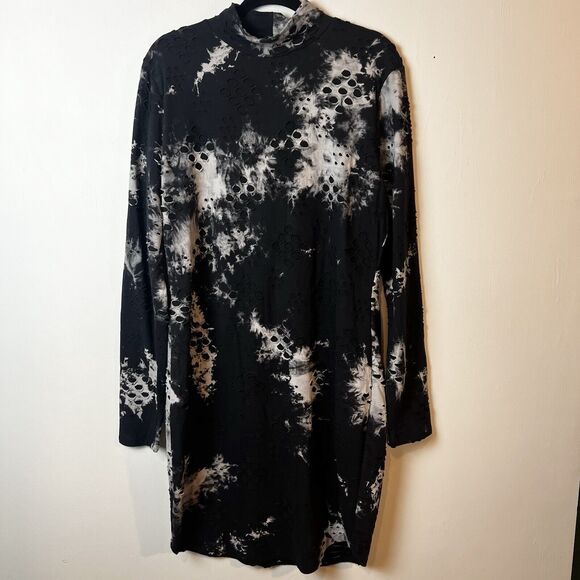 Fashion Nova Cause For Concern Tie Dye Mini Dress Black Gray Sz 2X - Picture 3 of 15